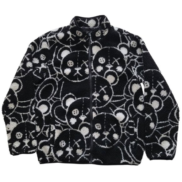 Reason Other - Reason Mens Teddy Yarn Sherpa Full Zip Jacket Black White Size Medium